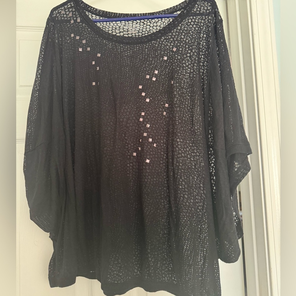 a.n.a Black Sheer Knit Top size 3x